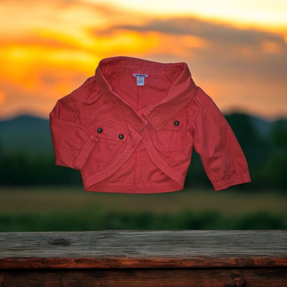 Kenzie Coral Cropped Jean Jacket for Youth /Women